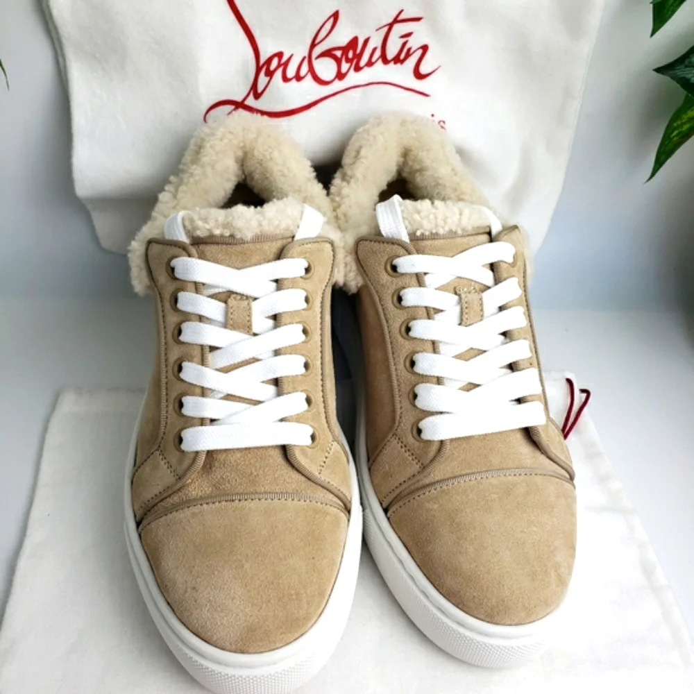 Christian Louboutin Suede Shearling Sneaker Vieirissima Leather NEW 38 / 8 - Picture 1 of 17